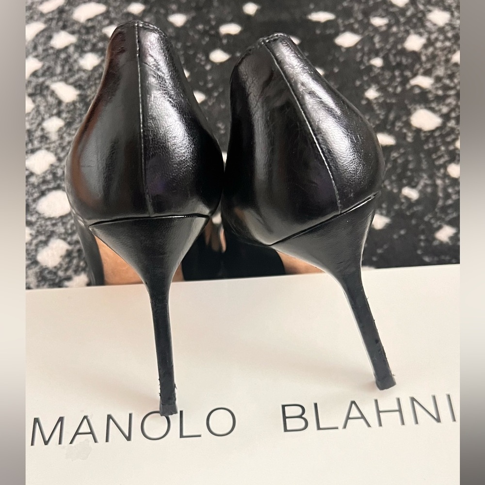 Manolo Blahnik BB 105 Black kidskin leather pump 38 1/2 8HB - Picture 7 of 14